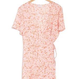 Abound Short Sleeve Floral Wrap Dress in Coral/Pink - Size Medium